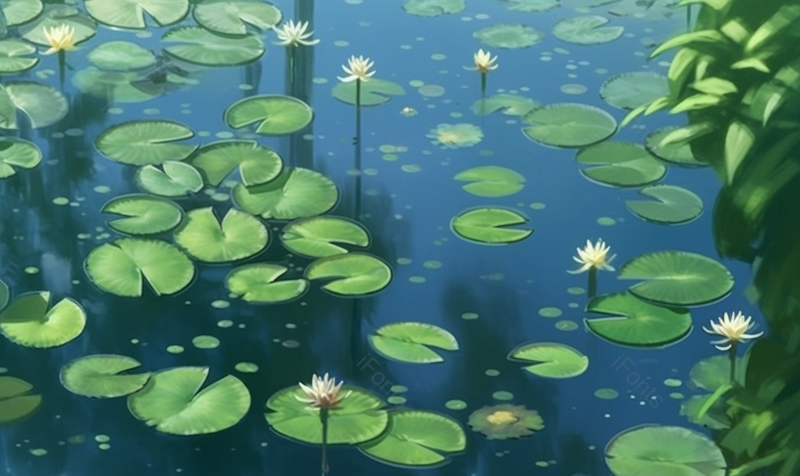 清澈的荷花池手绘插画图,插画/手绘图,插画/手绘图库,插画/手绘图下载,插画/手绘